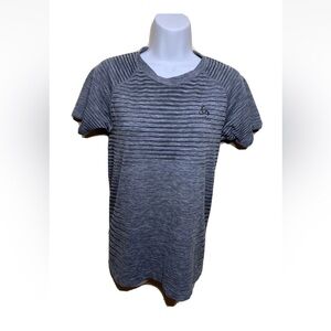 ODLO Women Short Sleeve Crew Neck Workout Top L Gray